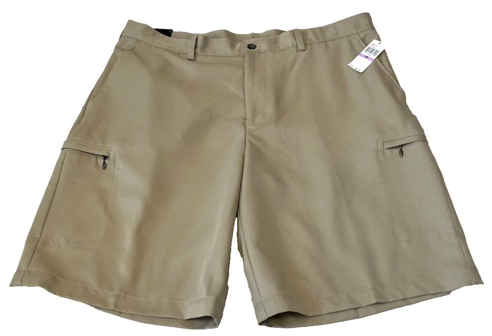 IZOD Men's Golf Shorts Classic Fit Size 38 Khaki UPF 50 Flat Front NWT